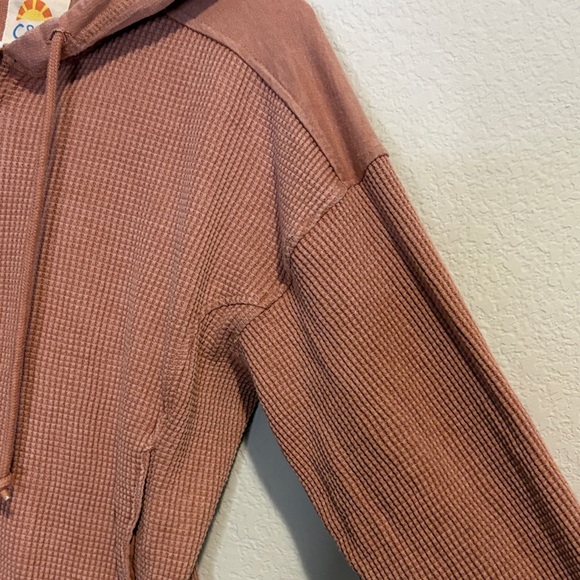 C&C California waffle knit Dusty Rose Zip-Up Hoodie Large - Picture 5 of 6